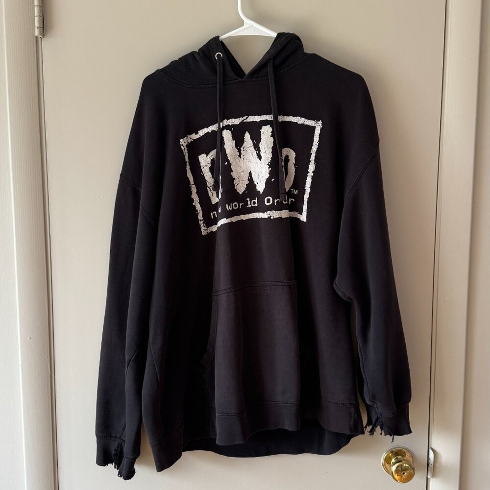 Vintage WWE NWO New World Order MEN'S HOODIE SWEATSHIRT SIZE XL 90s Distressed
